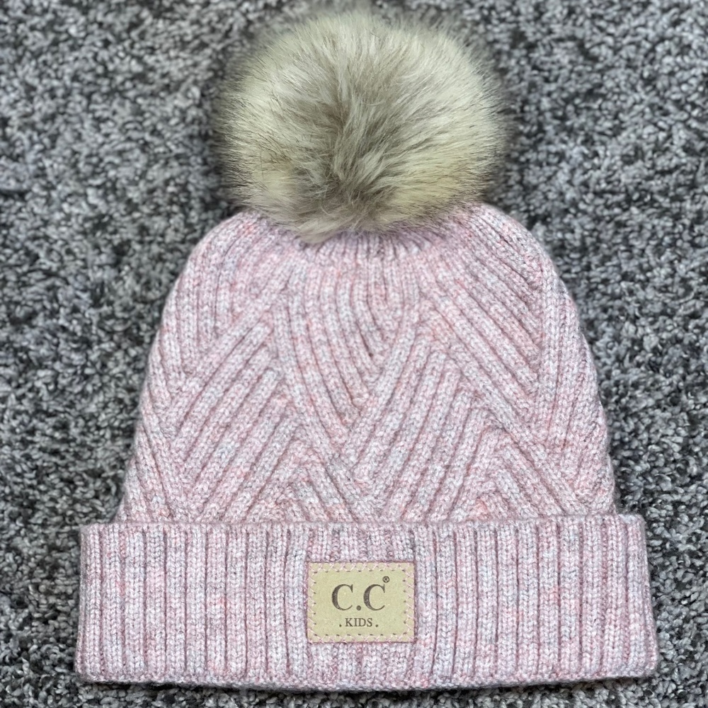Girls CC Winter Hat with Pompom